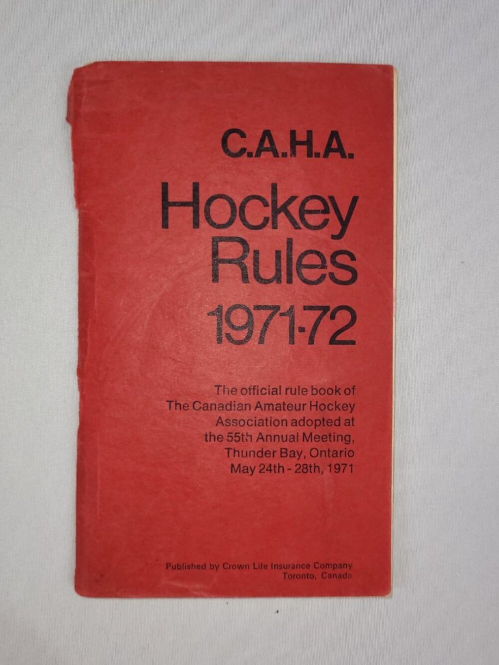 C.A.H.A Hockey Rules 1971-72 Vintage Handbook Canadian Amateur